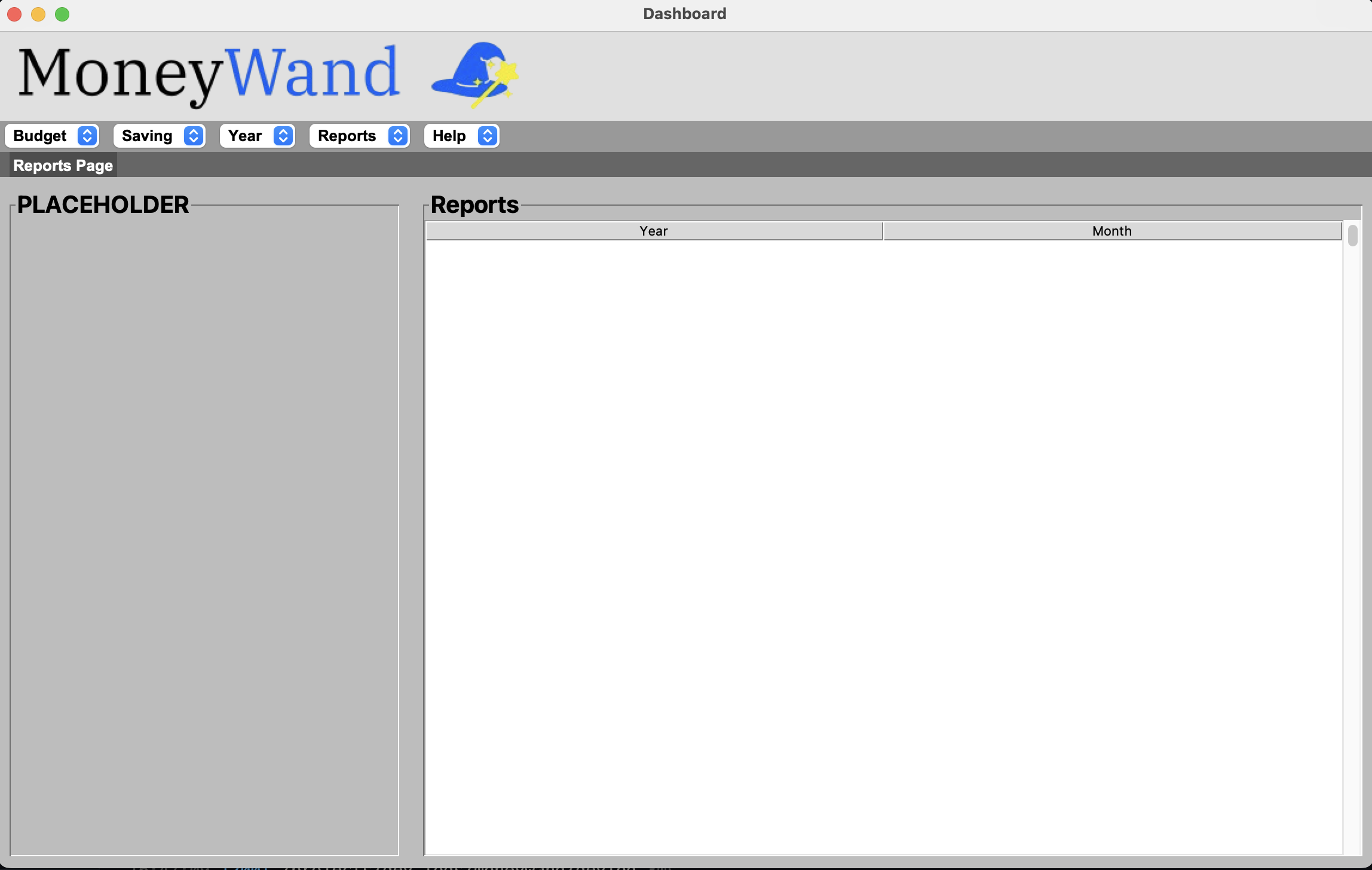 Reports page